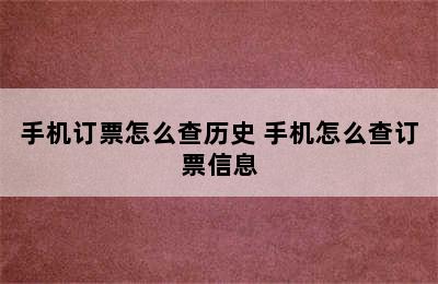 手机订票怎么查历史 手机怎么查订票信息